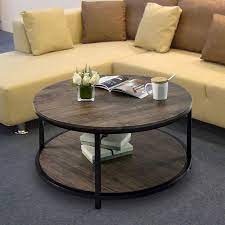 16 height modarchsupply 5 out of 5 stars (316. Round Coffee Table Rustic Vintage Industrial Design Furniture Sturdy Metal Frame Legs Sofa Table Cocktail Table With Storage Open Shelf For Living Room Easy Assembly Gray Brown Buy Online At Best Price