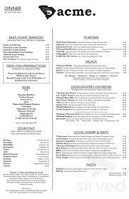 Acme lowcountry kitchen specializes in local, domestic, and sustainable seafood. Acme Lowcountry Kitchen Menu In Isle Of Palms South Carolina Usa