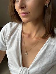 Set Gold Moon Necklace and Moon Earrings Crescent Moon Necklace 925  Sterling Silver Plated With 22k Gold Moon Pendant Necklace for Mom