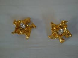 Boucles d'oreilles Gavilane clips dorés à l'or fin fleur et cristal de  roche | Rakuten