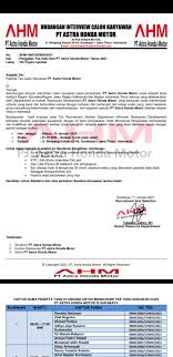 Demikianlah yang dapat kami tuliskan tentang contoh surat lamaran kerja tulis tangan 2017 selanjutnya mari kita ke pembahasan berikutnya. Konfirmasi Interview Pt Astra Honda Motor
