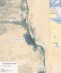 Suez canal on map street view. Egypt Holds Trial Run On Second Suez Canal Bbc News