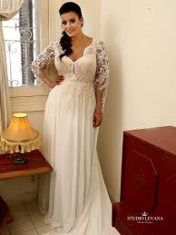 Romantic Boho Wedding Gown With Chiffon Skirt With Split And Long Lace Sleeves Ideal For Bea Plus Wedding Dresses Plus Size Wedding Gowns Wedding Dresses Lace