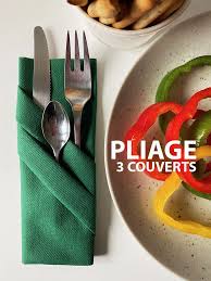 Pliage Serviette Verte Pour 3 Couverts Pliage Serviette Pliage Serviette Couvert Pliage Serviette Papier