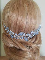 Dusty Blue Hair Piece Dusty Blue Bridal Hair Vine Swarovski Etsy Blue Bridal Hair Jewelry Pearl Headpiece