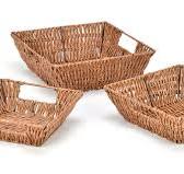 Trademark Innovations Set of 3 Square Wicker Look Baskets With Built In  Handles