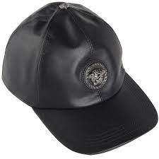 Versace Medusa Leather Baseball Cap 1 100 Brl Liked On Polyvore Featuring Accessories Hats Nero Leather Baseball Cap Leather Hat Baseball Leather Hats