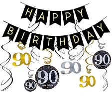 My grandpa recently had his 90th birthday. 90th Birthday Party Decorations Women Men Happy 90th Birthday Banner Sparkling Swallowtail Bunting Garland Hanging Swirls Great For 90th Birthday Decorations Wantitall