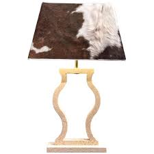 Keeping it real, with genuine materials, timeworn and. Travertine Table Lamp With Cowhide Shade Rustic Modern Modernism
