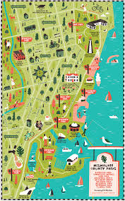 The seat of milwaukee co. Illustrated Map Of Milwaukee Wisconsin County Parks Illustrated Map Milwaukee Map Milwaukee County