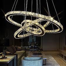 Fast Shipment 3 Rings Modern Chrome Pendant Lamp Led Hall Crystal Chandelier Pendent Lights Kitchen Led Lustres Md8825 Lamp Module Ringlamp Mini Aliexpress