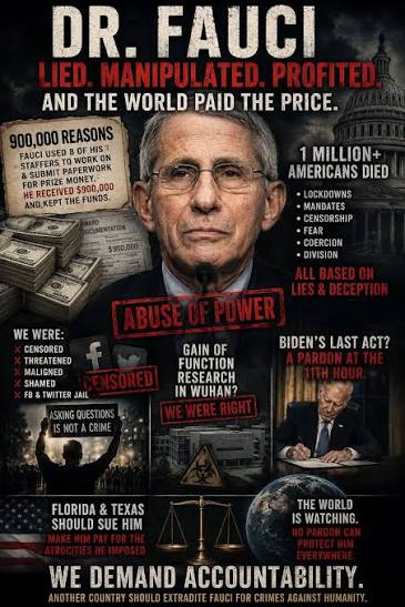 Dr. Fauci told the American people one thing while telling his colleagues another. Americans deserved the truth—not a “trust me, I'm the science” approach.