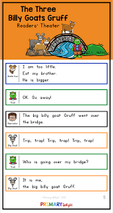 Easy To Read Readers Theater Play For The Three Billy Goats Gruff Perfect For Kindergarten And 1st Three Billy Goats Gruff Billy Goats Gruff Readers Theater