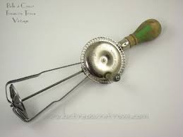 These cute old fashioned egg beaters come from a 1920's catalog. Vintage Egg Beater Androck Turbine Beater Green Handle Vintage Types Of Eggs Wooden Handles