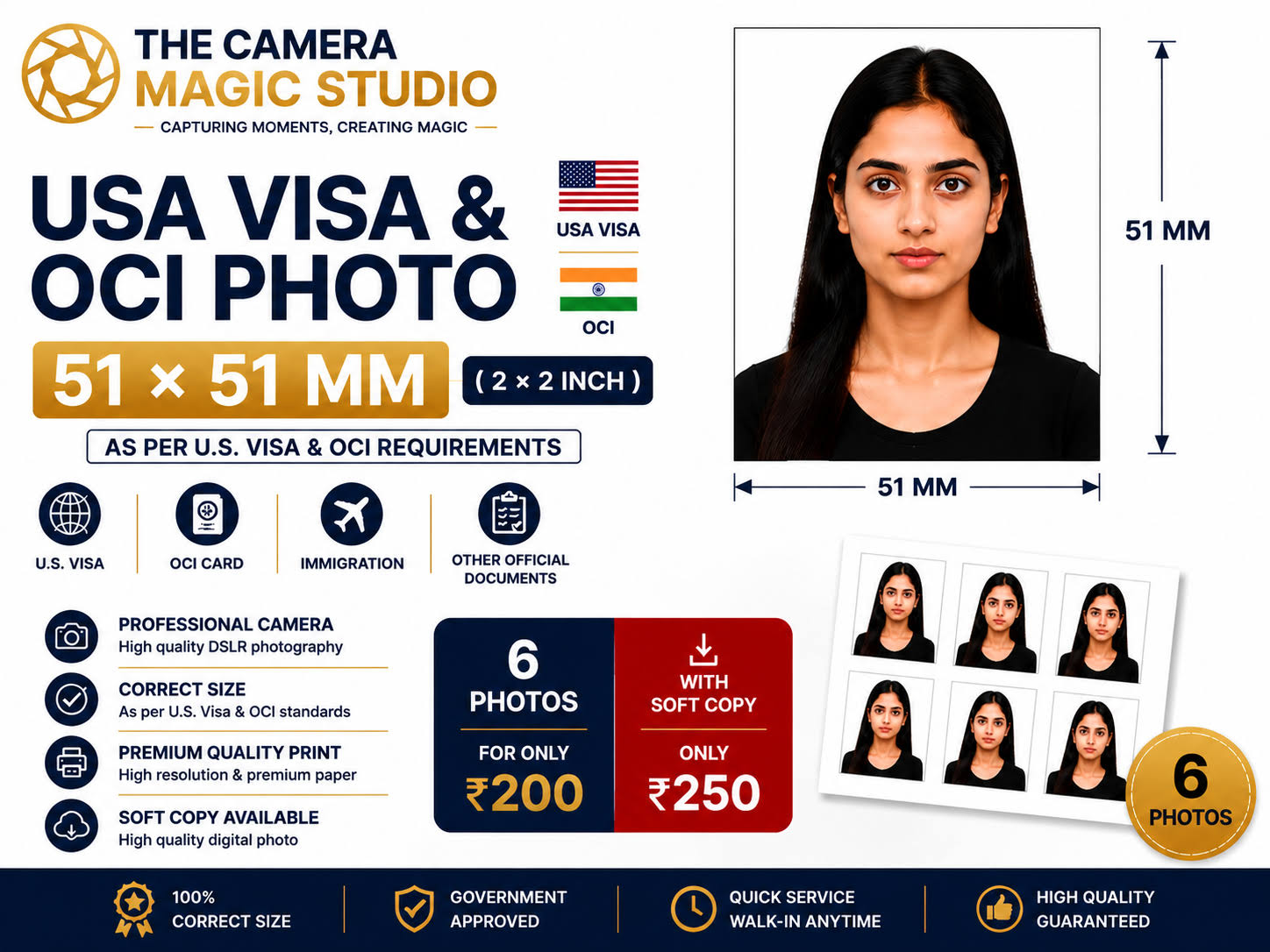 USA Visa & OCI Photo – 51×51 MM (2×2) product image