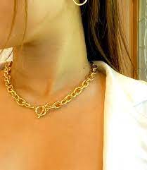 Gold Chunky Chain Necklace Thick Cable Rolo Chain Necklace Etsy Chain Necklace Chunky Chain Necklaces Necklace