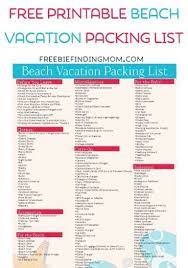 Beach Vacation Packing Free Printable Vacation On The Beach Can Be An Option To E Beach Vacation Packing Packing List For Vacation Beach Vacation Packing List