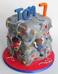 Frost a layer around the cake and to the edge of the cake round. Climbing Wall Cake Rock Climbing Cake 8th Birthday Cake Cake