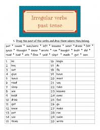 irregular past tense verbs i knew it worksheets 99worksheets