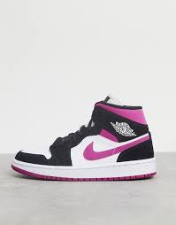 Jordan 1 Mid White Black Cyber Pink Nike Air Jordan 1 Mid White Pink And Black Trainers Asos
