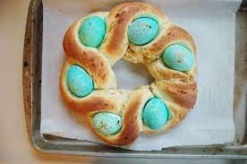 Although we have no italian ethnicity in my family what so ever, adopting traditions is a great thing, right? Italian Easter Bread With Dyed Eggs New England Today