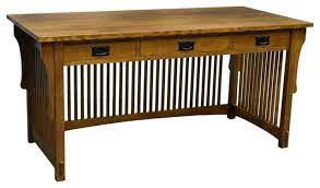The unique way quarter sawn white oak is cut results in a different grain pattern that's not as thick as the regular cut pattern of oak. Mission Solid Quarter Sawn Oak 3 Drawer Library Table Desk Craftsman Desks And Hutches By Crafters And Weavers Houzz