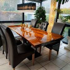 Solid wood wood modern dining table design. Contemporary Dining Table Unik Walnut Solid Wood Epoxy