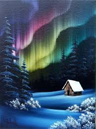 Aurora Hideaway By Nic Hankins Http Www Nichankins Com Landscape Paintings Bob Ross Paintings Painting Projects