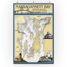 Narragansett Bay Rhode Island Nautical Chart 12x18 Signed Print Master Art Print W Certificate Of Authenticity Wall Decor Travel Poster