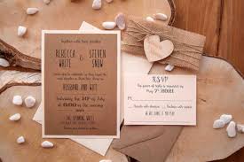 Invitations and wrapping paper on wooden background. Rustic Wedding Invitation With Wood Heart Wood Rustic Invites