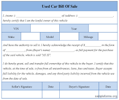 used car pictures: Used Car Bill Sale Form Sample Sample