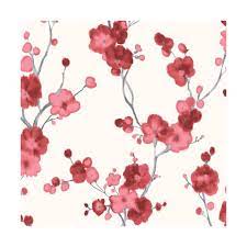 Shop Walls Republic R4694 Na3105 New Red Amp White Watercolor Minimalist Blossoms Floral Wallp Floral Wallpaper Red And White Wallpaper Watercolor Wallpaper