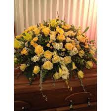 Yellow Casket Spray Celidan Creations Florist Inc Naperville Il 60540