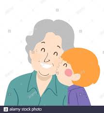 Illustration of a Kid Boy Kissing His Grandmother on Her Cheek ...
