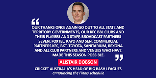 The winning team of the challenger will join the winner of the qualifier in the final. Alistair Dobson Cricket Australia S Head Of Big Bash Leagues Announcing The Finals Schedule Cricexec