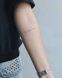 The Word Clarity Tattoo Inked On The Left Forearm Forearm Word Tattoo Tattoos Forearm Tattoo Women