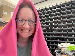 Being amused by myself. I'm in my office because it has air con