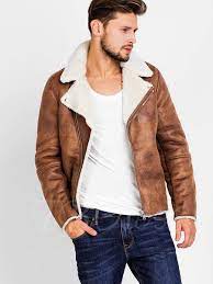 Lapel Faux Shearling Zipper Slim Men S Biker Jacket With Side Pockets Leather Jacket Men Biker Jacket Men Faux Suede Jacket