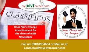 India Name Change Classified Ads ...