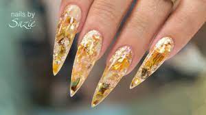 Shell And Chrome Flakes Acrylic Inlay Inlay Nail Tutorials Nails