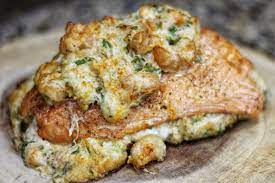 Crab Shrimp Stuffed Salmon Recipe Crab Stuffed Shrimp Crab Stuffed Salmon Salmon Recipes