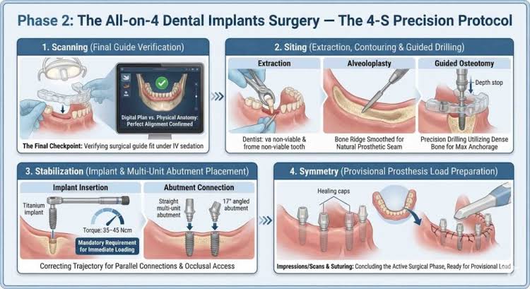 A detailed clinical look at the precision steps involved during the surgical placement of a permanent dental implant system., AI generated