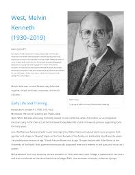 West, Melvin Kenneth (1930–2019)