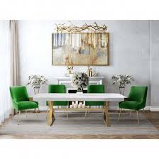 Beatrix Side Chair Green Brushed Gold Base Gold Dining Room Gold Living Room Velvet Dining Chairs
