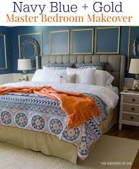Gorgeous Navy Blue Gold Master Bedroom Makeover Bedroom Makeover Orange Bedroom Decor Blue Master Bedroom