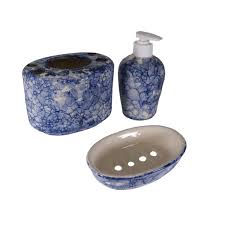 Overstock.com has been visited by 1m+ users in the past month Rjkart Ceramic Bathroom Accessories Set Of 3 Pcs Soap Dispenser Toothbrush Holder Soap Dish Blue Amazon In Home Kitchen
