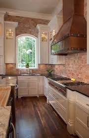 Pheasant Hill Design Beautifully Done Exposed Brick Walls And Copper Hood Kitchens Copper Exposed Brick Kitchen Brick Wall Kitchen Kitchen Remodel