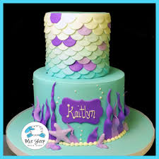 This beautiful under the sea mermaid sprinkle mix is made up of purple and green shimmer confetti sprinkles, teal and purple mermaid tail candy sprinkles, coral, purple, teal. Mermaid Birthday Cake Blue Sheep Bake Shop