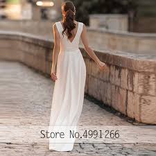 Hochwertige hochzeitskleider in großer auswahl an brautkleider brautjungfernkleider kaufen jetzt die glamouröse hochzeitskleider und genießen schnelles online shopping bei milanoo! Ollymurs Einfache Satin Tuch Braut Hochzeit Dresss Sleeveless V Ausschnitt Einfache Hochzeit Braut Freies Tailor Made Wedding Dresses Aliexpress