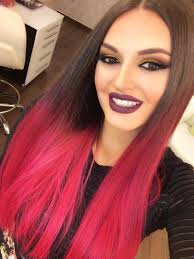 This stunning tousled black to brown dip dye wig is in the style of fearne cotton. Enca S Red And Brown Dip Dyed Hair Hair Colors Ideas Dip Dye Hair Hair Color Red Ombre Hair Color Underneath